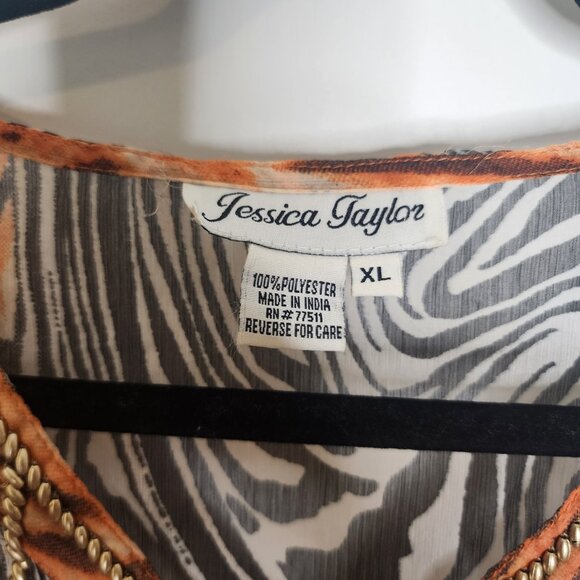 Jessica Taylor zebra print sheer boho Kaftan kimono beach swim cover up size XL - Picture 10 of 10